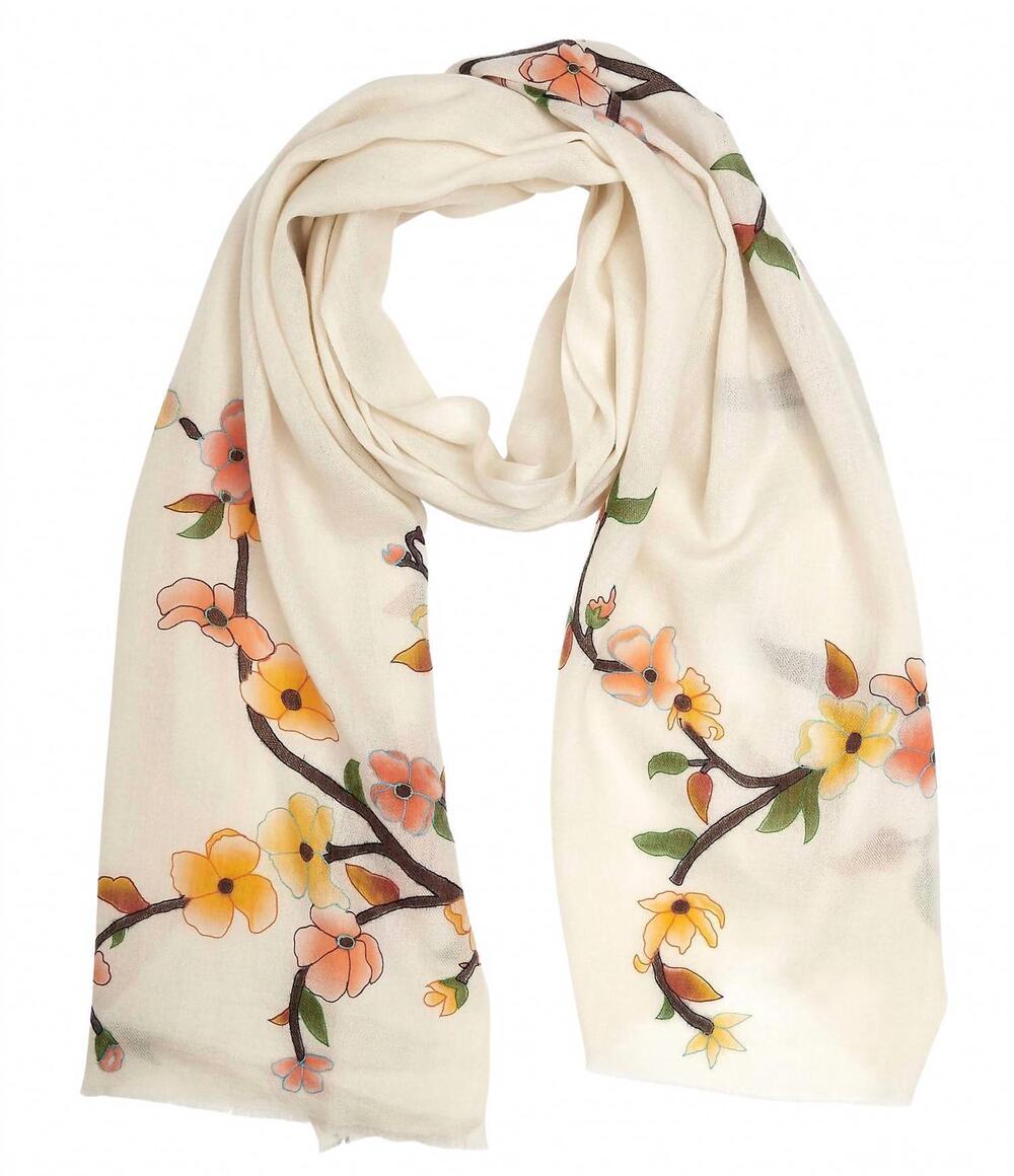 NEW PLUME NOVA floral whisper scarf in ivory